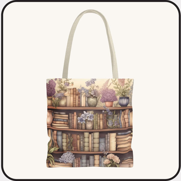 Vintage Floral Book Tote Bag | Library Shopping Carryall for Book Lovers