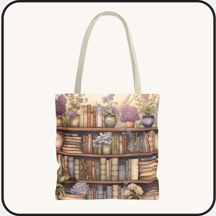Vintage Floral Book Tote Bag | Library Shopping Carryall for Book Lovers