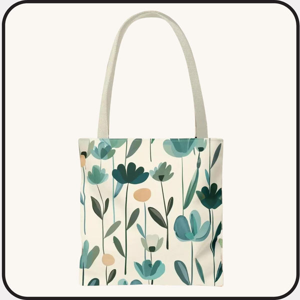 Floral Meadow Tote Bag • Watercolor Wildflower Canvas Book Lover Accessory