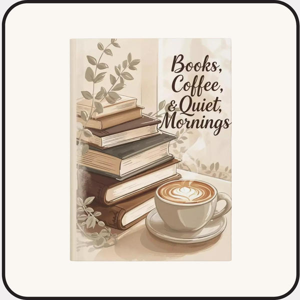 Books Coffee Journal Art Print • Cozy Aesthetic Reading Journal • Book Lover Gift