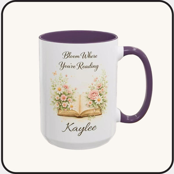 Floral Reading Mug: Personalized Book Lover's Coffee Cup