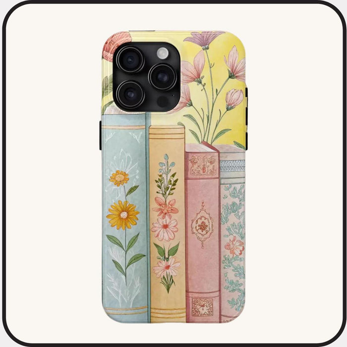 Floral Book Lover Phone Case: Durable, Colorful Vintage Design