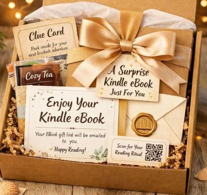 a box of books with a phone and a cup of coffee