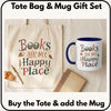 Books Are My Happy Place Gift Set | Book Lover Tote Bag & Mug | Bookish Gifts for Women | Reader Gift | Literary Gifts | Bibliophile Gift