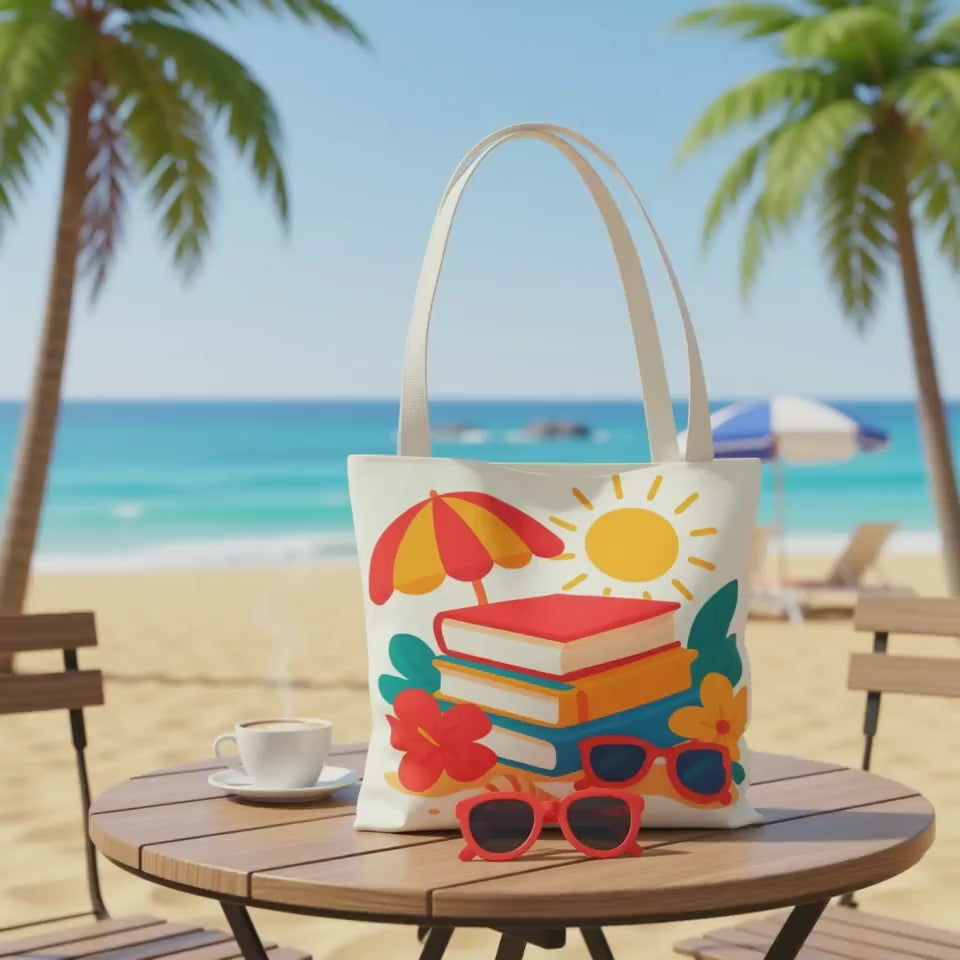 Beach Reads Tote Bag – Summer Books & Sunglasses Design, Book Lover Beach Bag, Vacation Reading Tote, Cute Summer Bookish Gift